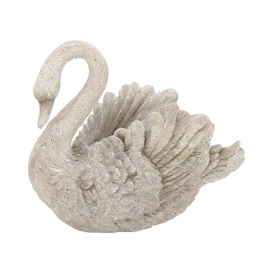 18" Gray Swan Polystone Garden Sculpture